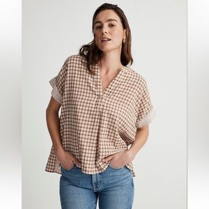 Madewell Double-Faced Lakeline Popover Shirt in Sepia